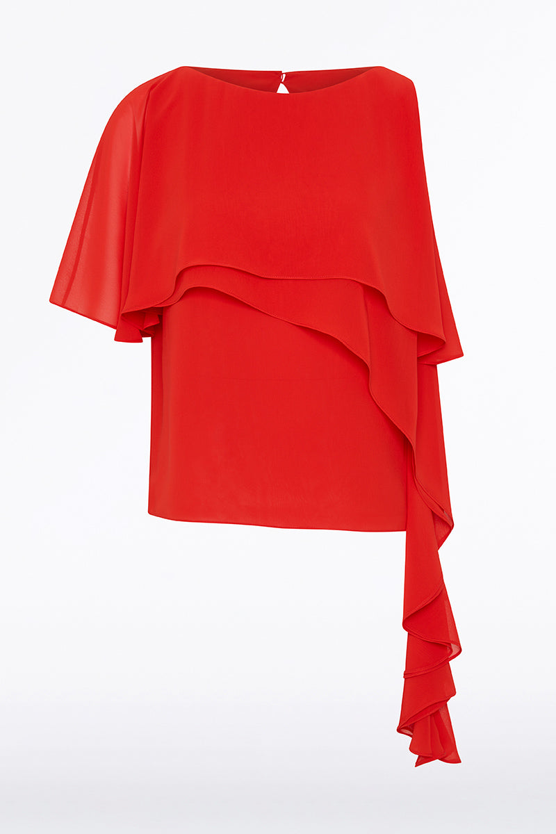 Carla Zampatti Georgette High Low Top (Red)