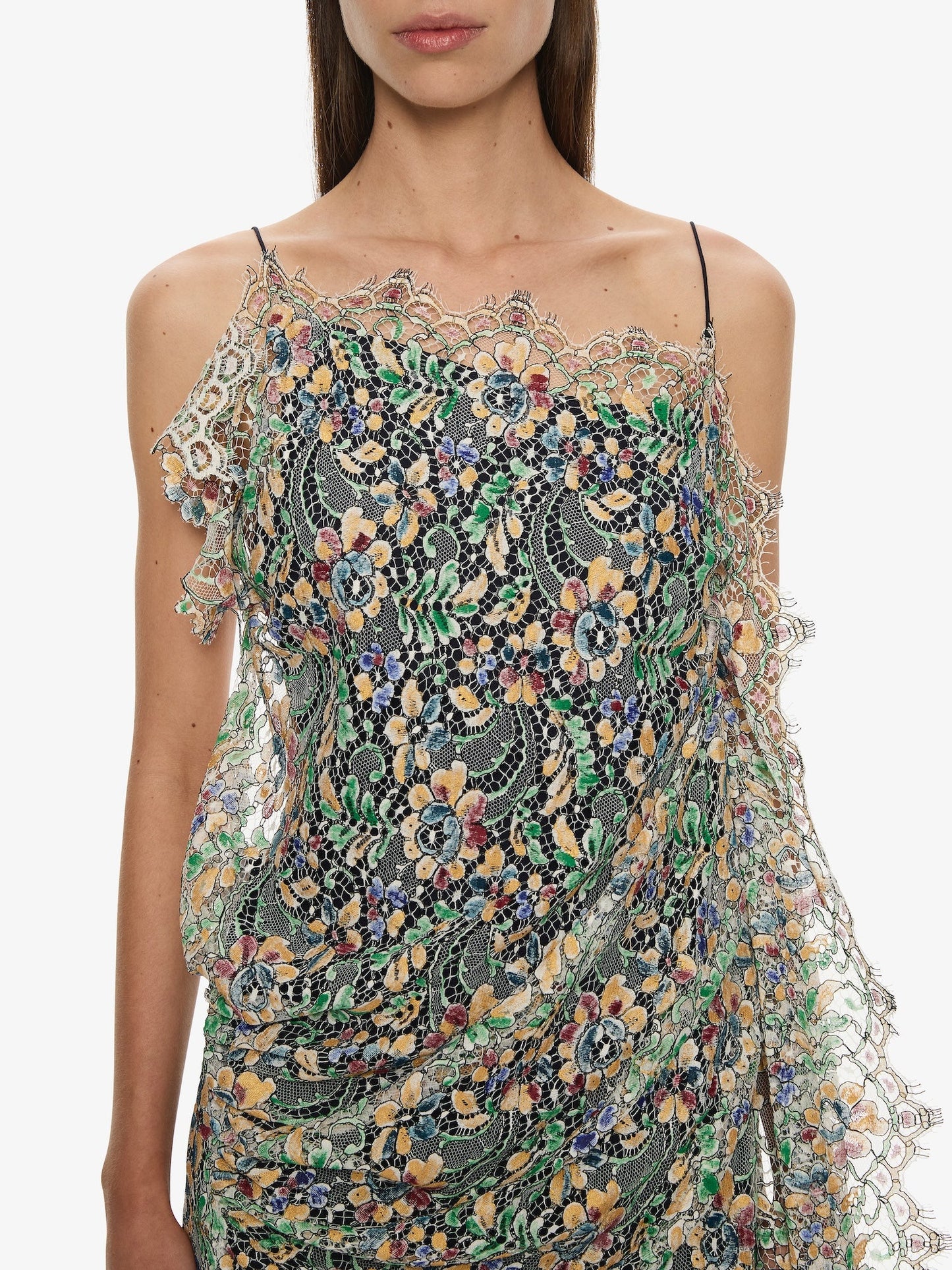 CHRISTOPHER ESBER Hand Painted Draped Lace Mini Dress (Multi)