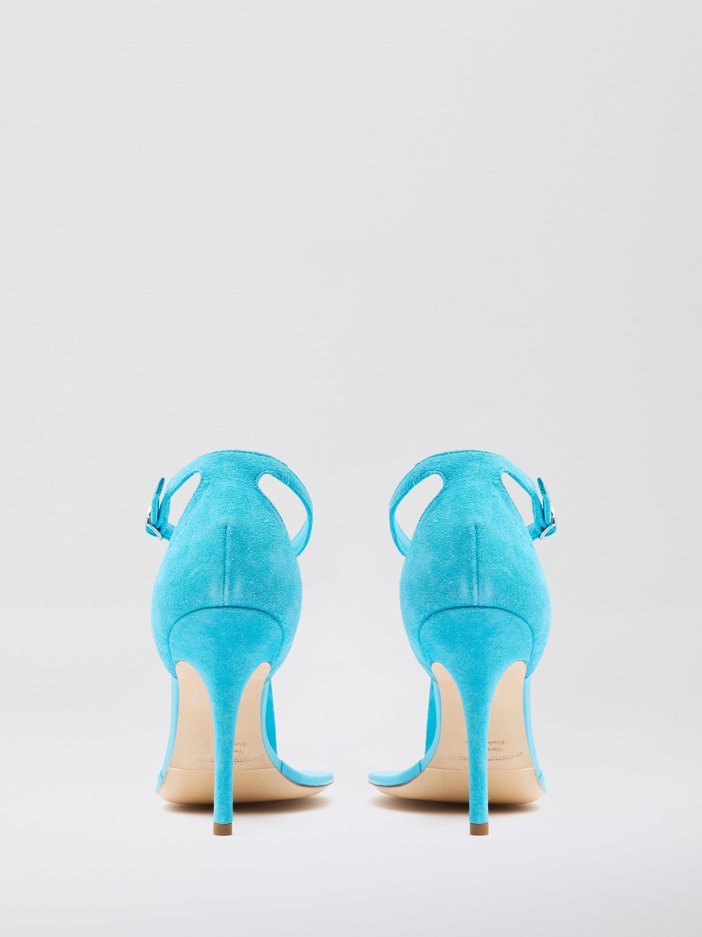Christopher Esber Billi T Bar Suede Sandal (Teal)