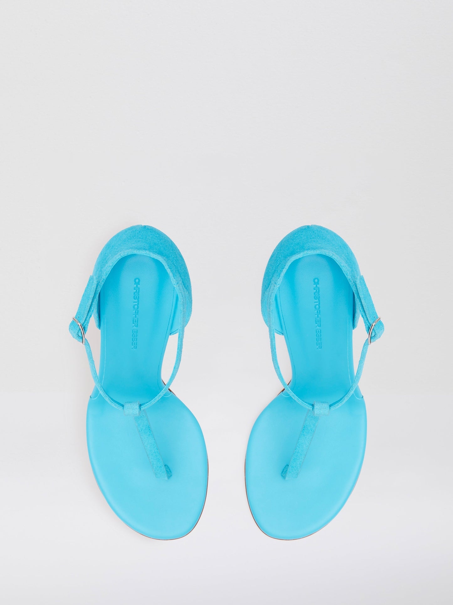 Christopher Esber Billi T Bar Suede Sandal (Teal)