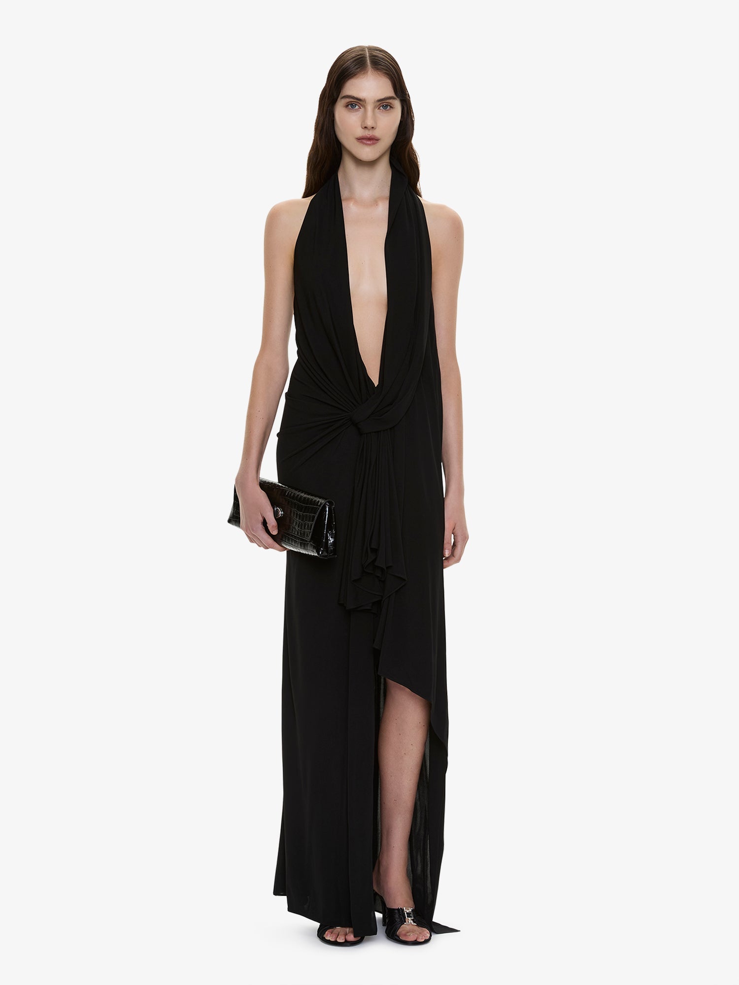 Image of Dresses. Product name - Spire Cascade Gown in Black colour by brand - CHRISTOPHER ESBER