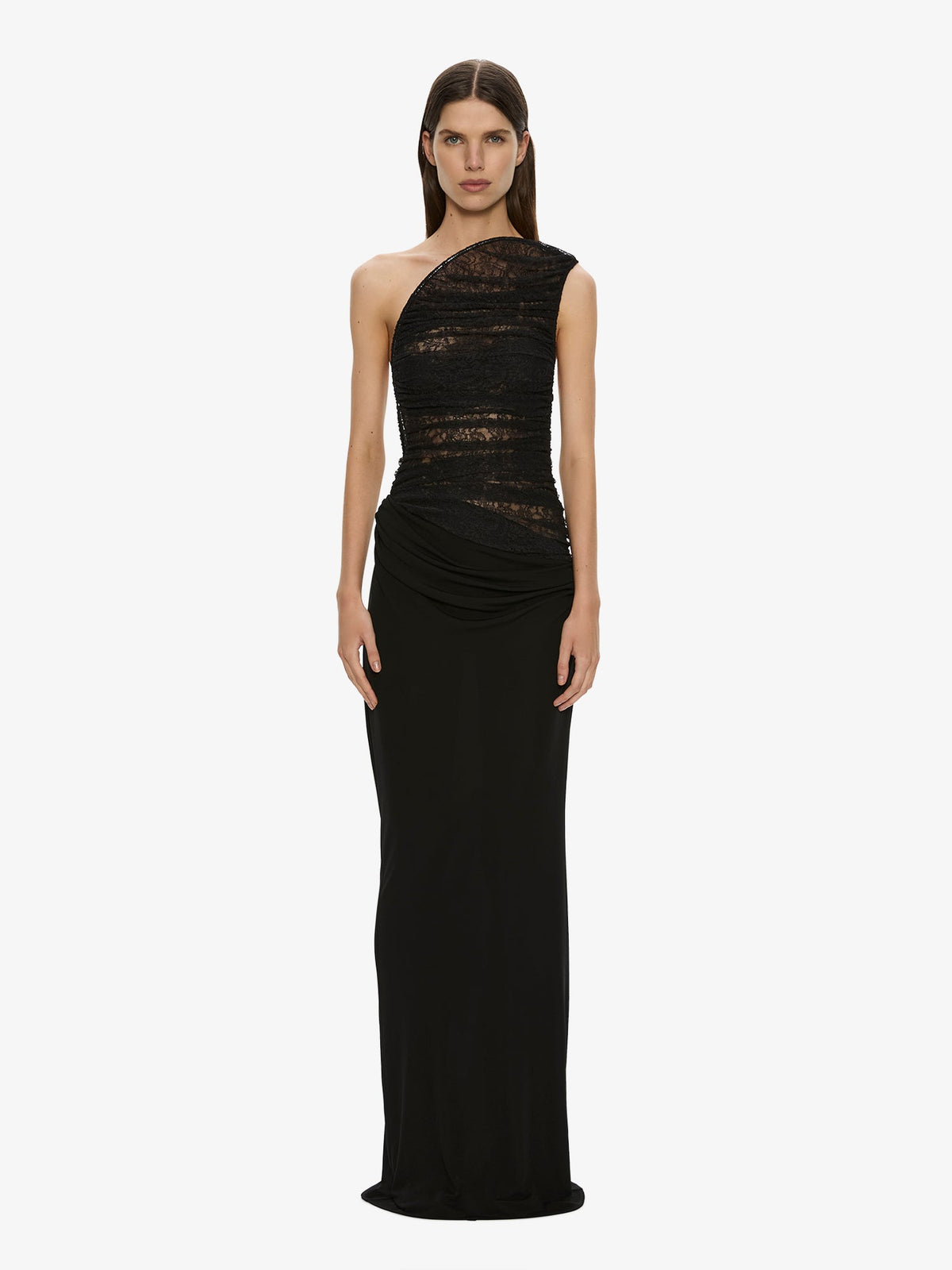 Image of Dresses. Product name - Concave Wired Lace Gown in Black colour by brand - CHRISTOPHER ESBER