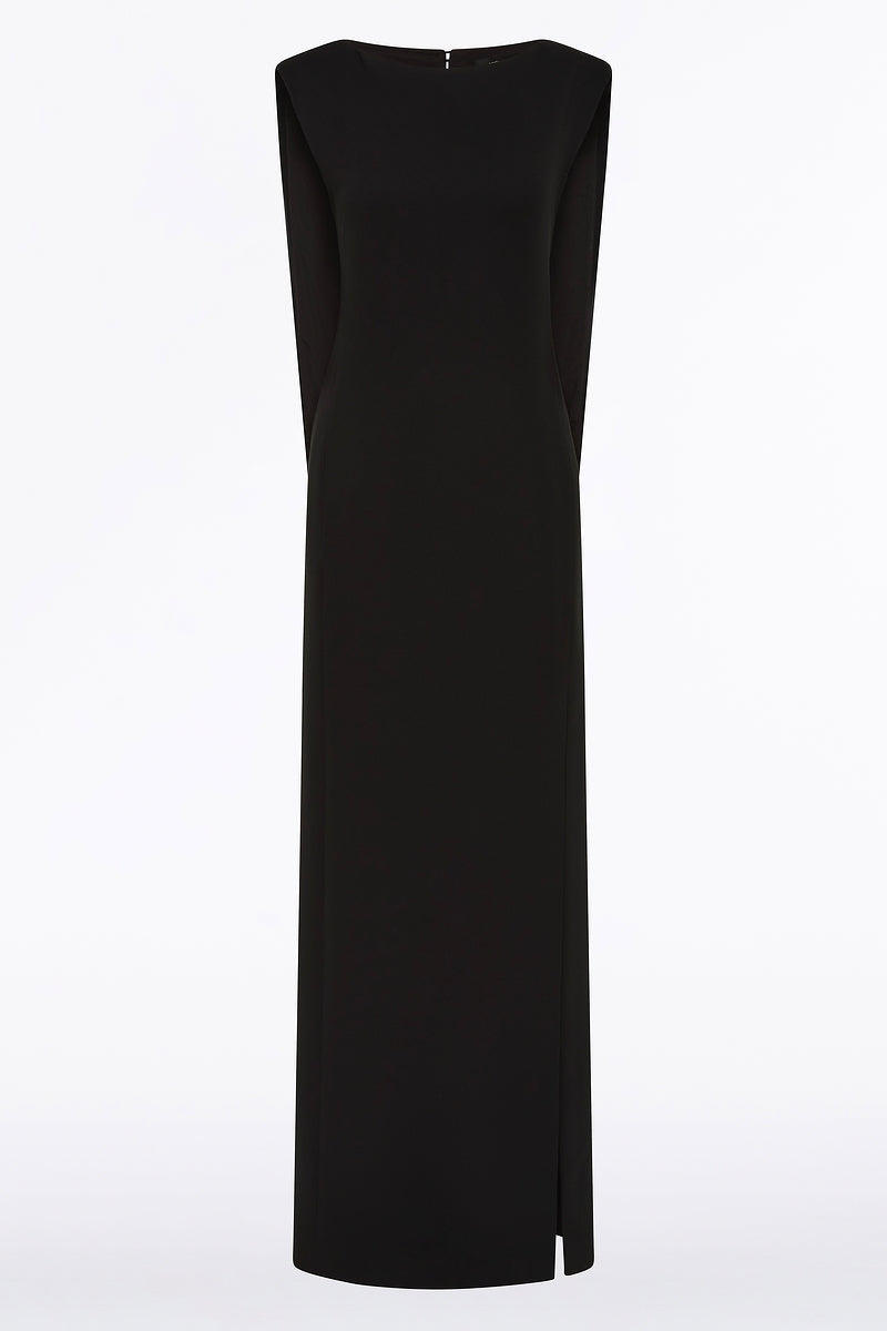 Carla Zampatti Crepe Front Split Gown (Black)