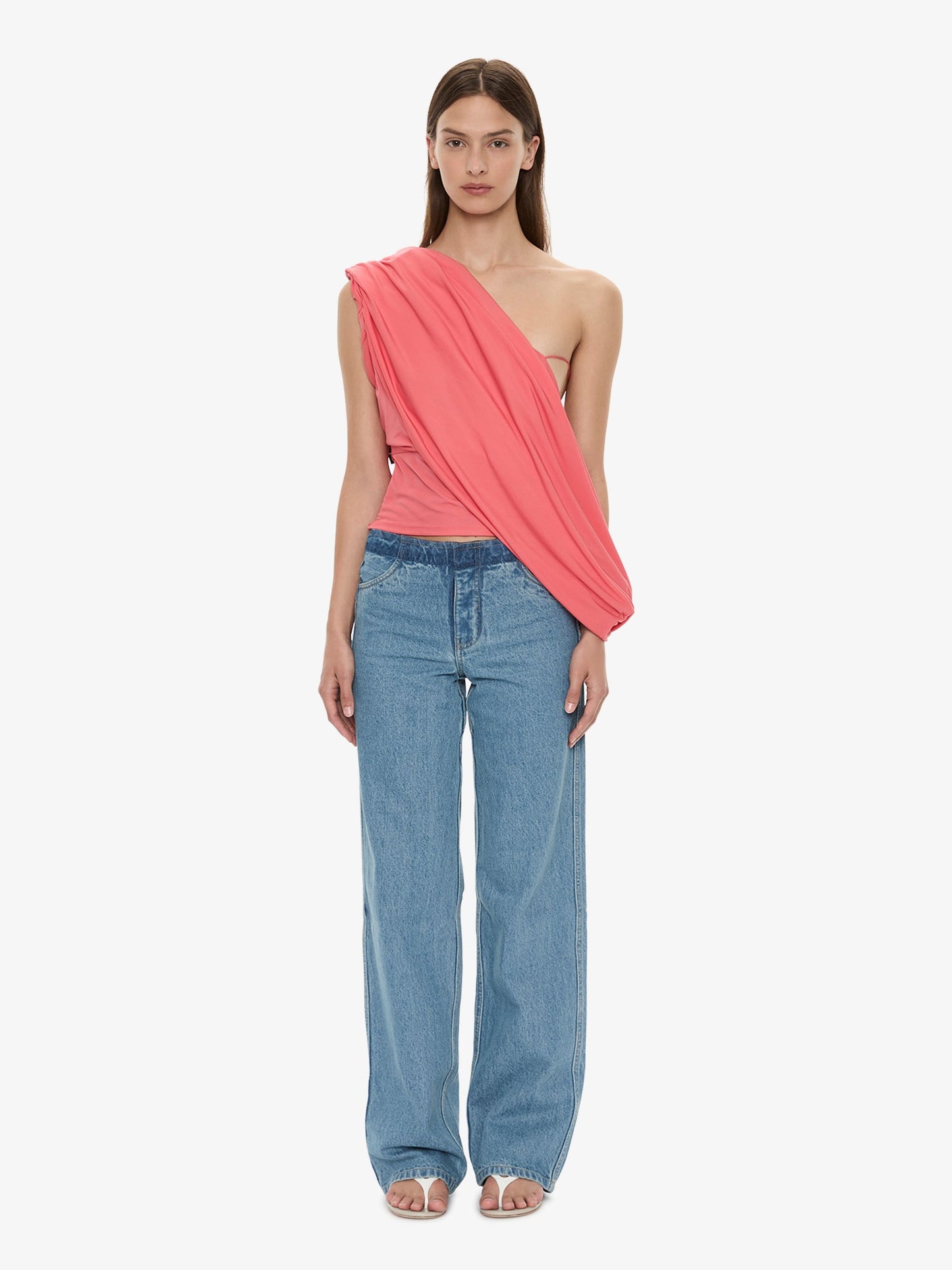 CHRISTOPHER ESBER Aiba Draped Jersey Tee (Watermelon)