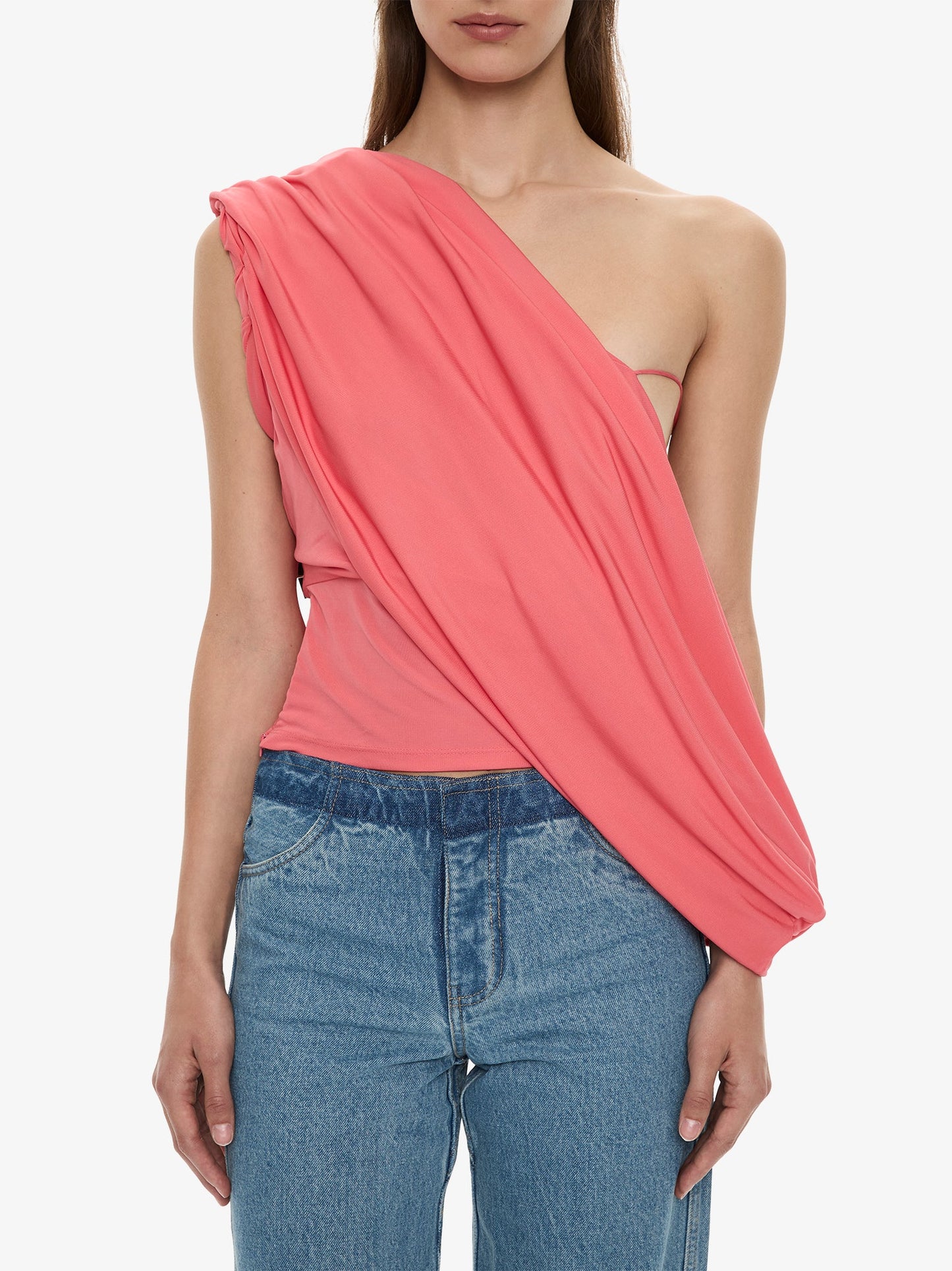 CHRISTOPHER ESBER Aiba Draped Jersey Tee (Watermelon)