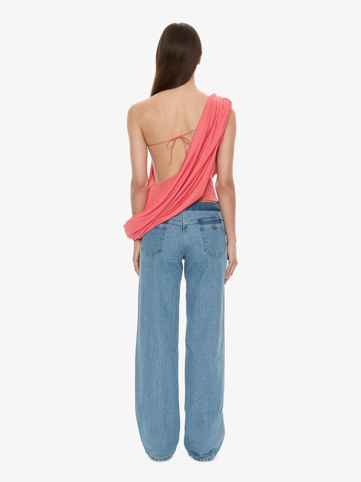 CHRISTOPHER ESBER Aiba Draped Jersey Tee (Watermelon)