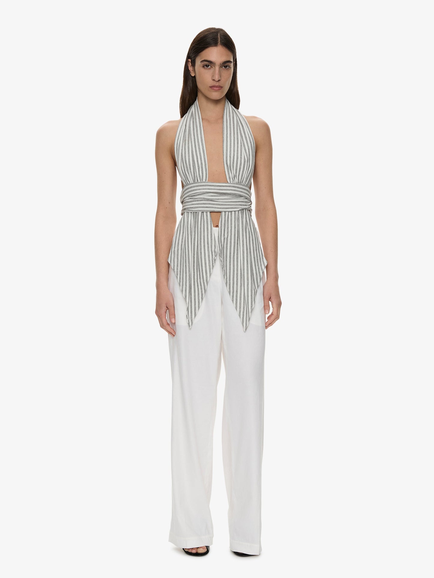 CHRISTOPHER ESBER Scarf Draped Halter Top (Stripe)