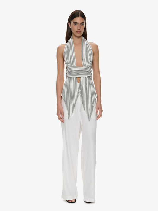 CHRISTOPHER ESBER Scarf Draped Halter Top (Stripe)