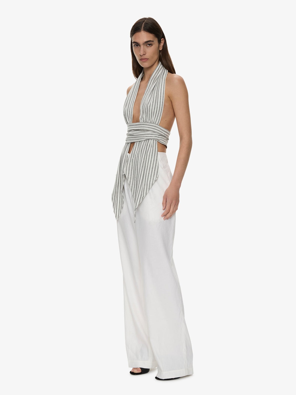 CHRISTOPHER ESBER Scarf Draped Halter Top (Stripe)