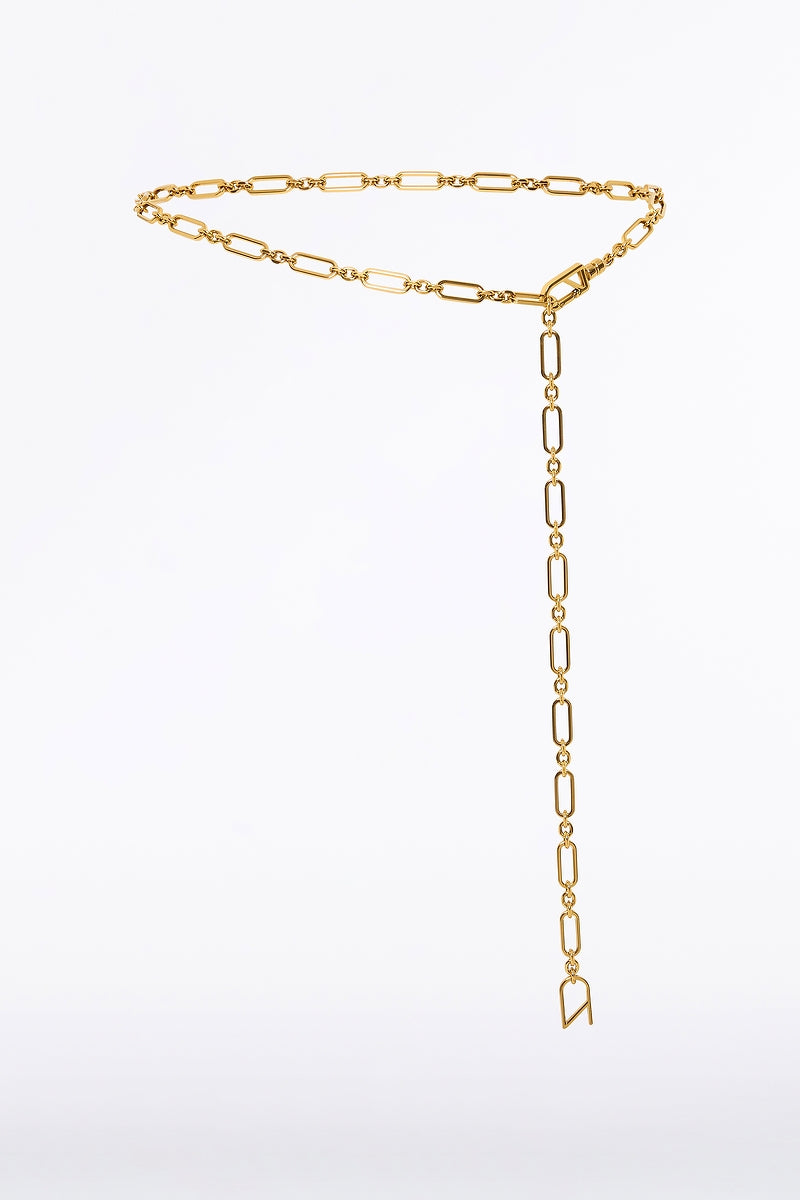 Image of Accessories. Product name - Mini Cz Chain Belt in Gold colour by brand - Carla Zampatti