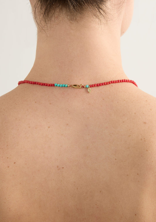 Auguste The Label Amulet Gemstone Necklace Red Coral (Print)