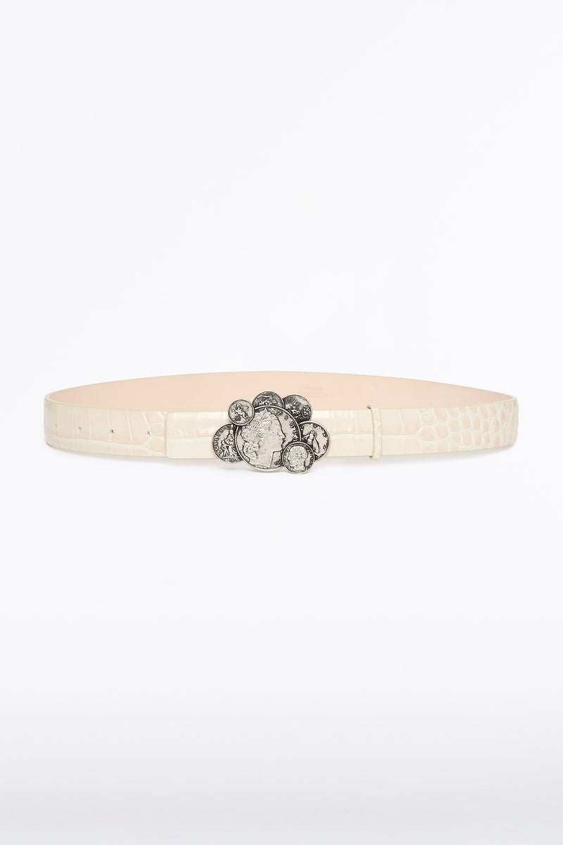 Carla Zampatti Ivory Croc Cluster Coin Belt (Print)