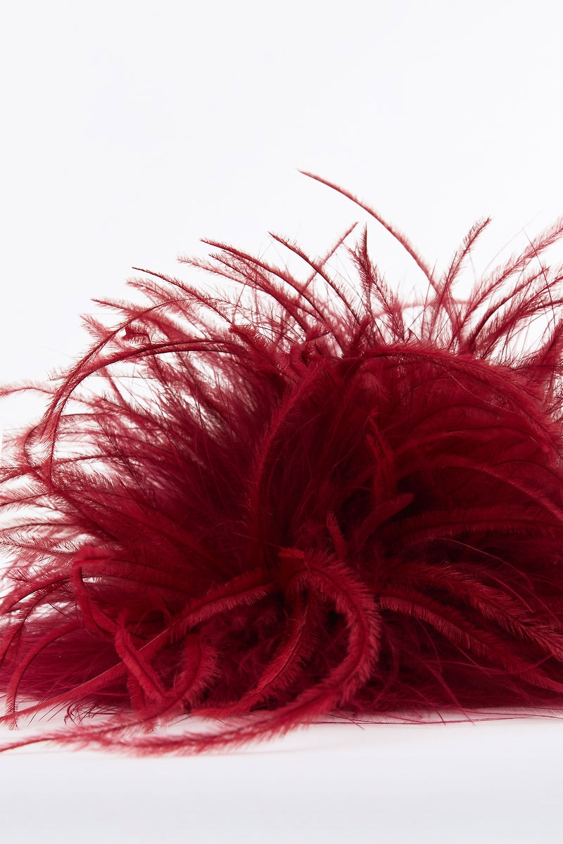 Carla Zampatti Cabernet Feather Brooch (Red)