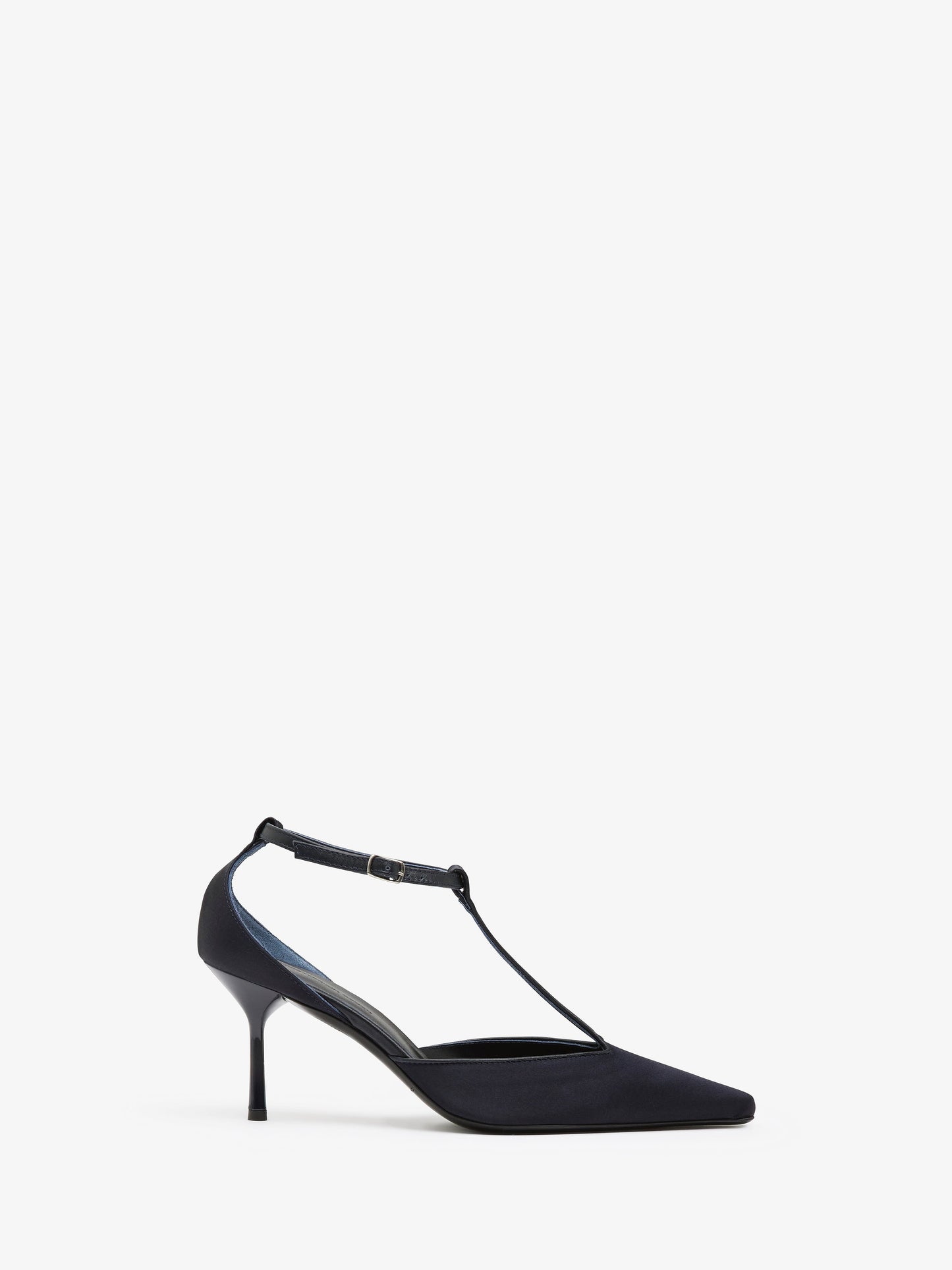 Image of Shoes. Productname: CHRISTOPHER ESBER T-Bar Satin Heel in Ink colour by brand - CHRISTOPHER ESBER