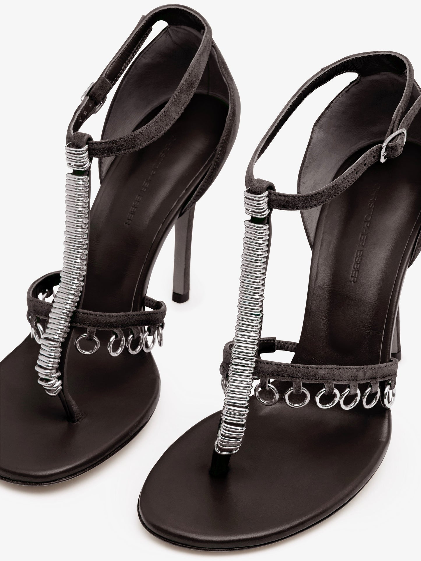CHRISTOPHER ESBER Ludo Pierced Suede Heel (Espresso)