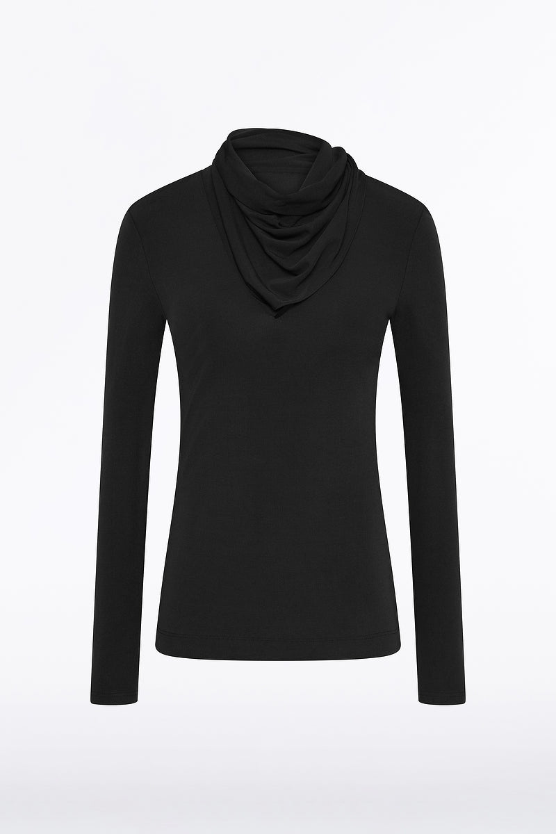 Carla Zampatti Matte Jersey Long Sleeve Scarf Top (Black)