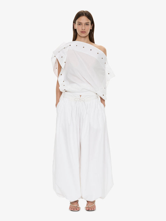 CHRISTOPHER ESBER Spiral Stone Snap Poplin Top (White)