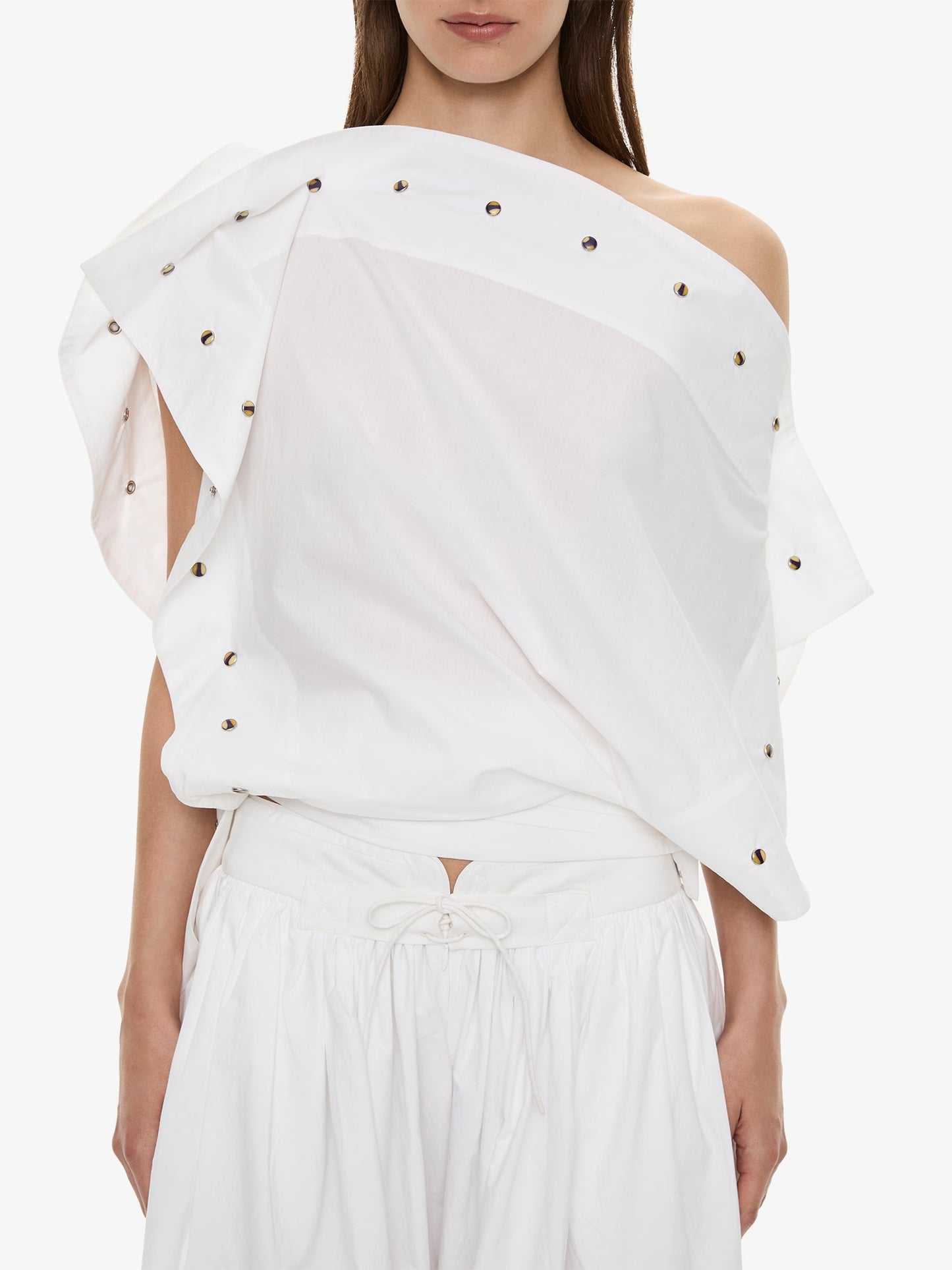 CHRISTOPHER ESBER Spiral Stone Snap Poplin Top (White)