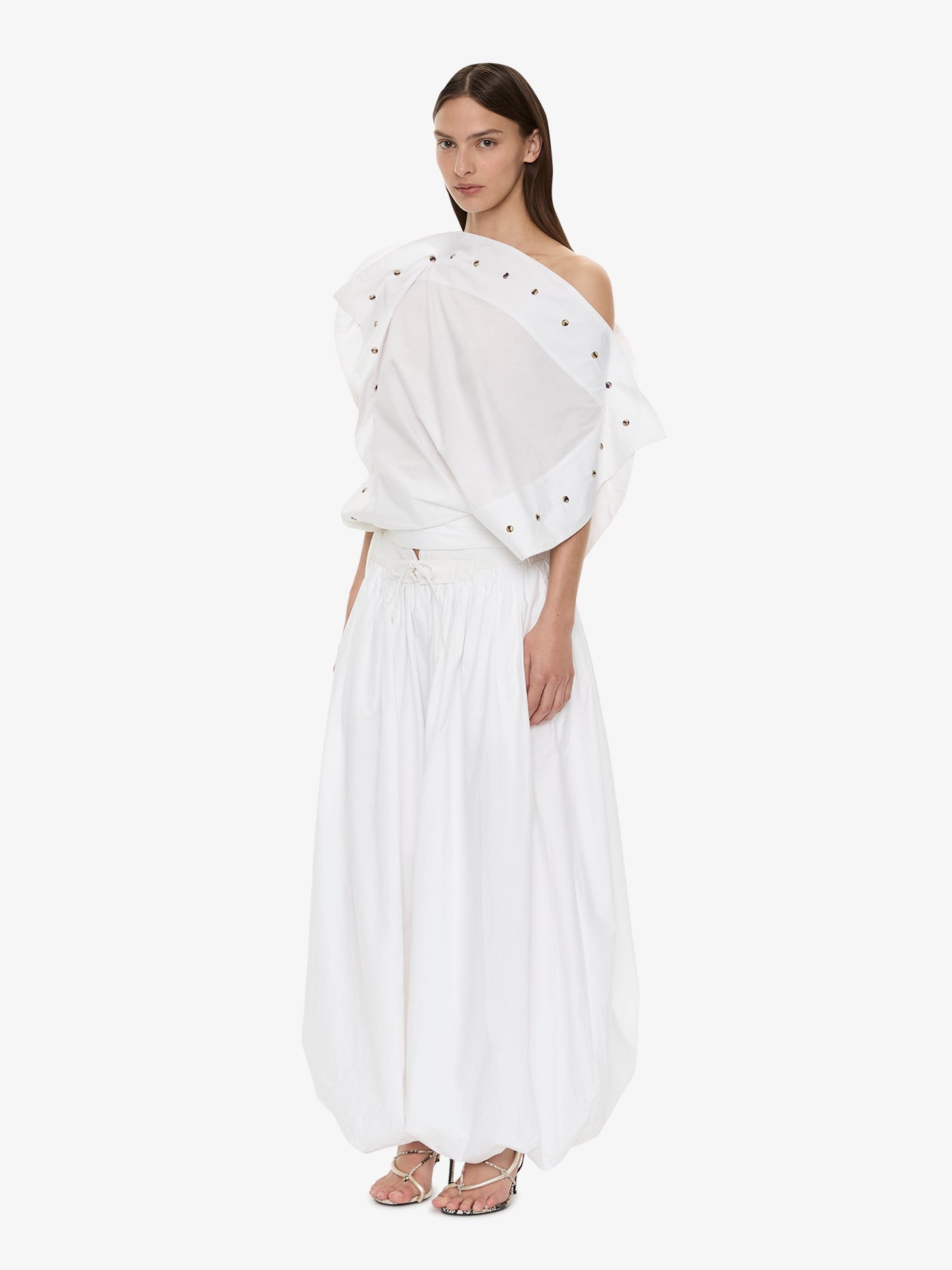 CHRISTOPHER ESBER Spiral Stone Snap Poplin Top (White)