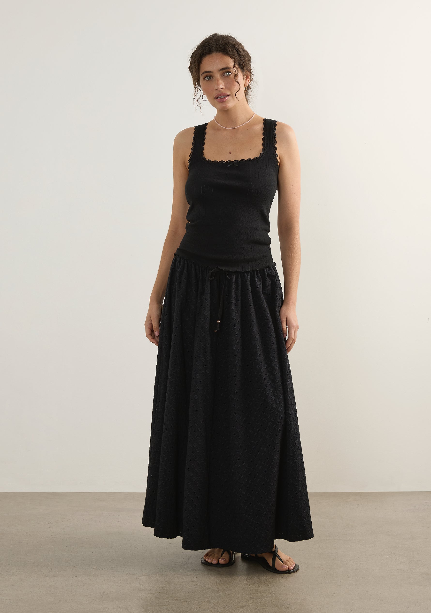 Image of a model wearing Skirts. Productname: Auguste The Label Zarae Maxi Skirt in Print colour by brand - Auguste The Label