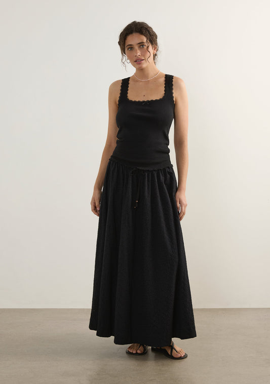 Image of a model wearing Skirts. Productname: Auguste The Label Zarae Maxi Skirt in Print colour by brand - Auguste The Label