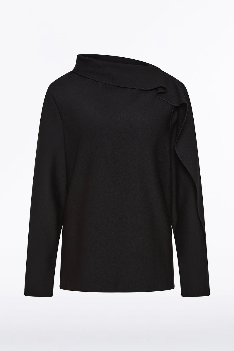 Carla Zampatti Ponte Shoulder Detail Top (Black)