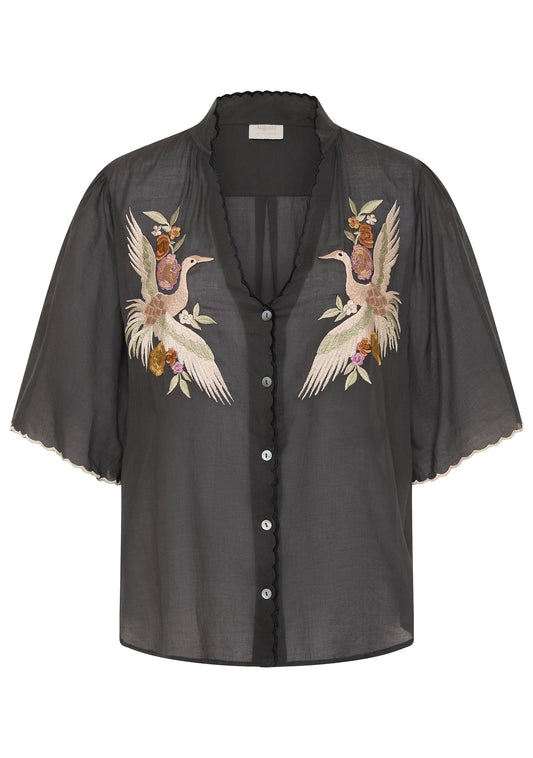 Auguste The Label Zoe Embroidered Blouse | Pre Order - Buy Now (Black)