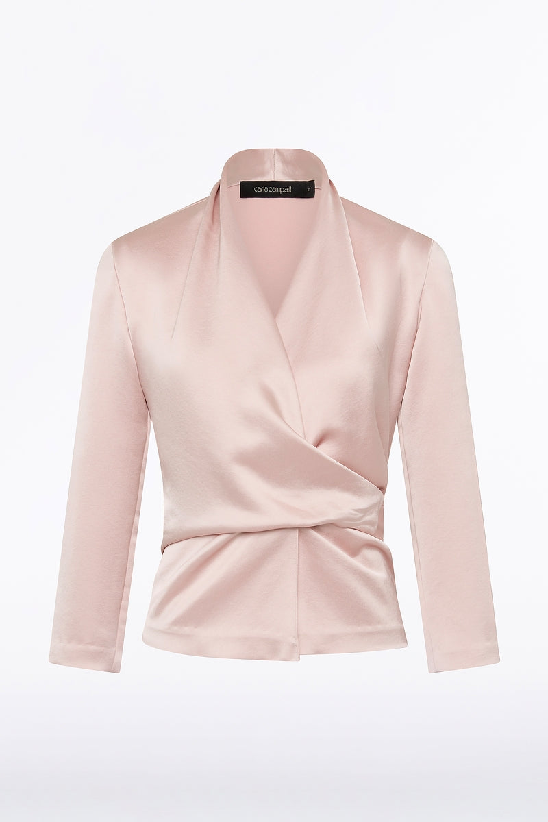 Carla Zampatti Blush Lustre Satin Wrap Top (Pink)