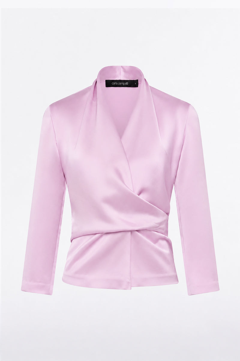 Carla Zampatti Floss Lustre Satin Wrap Top (Pink)
