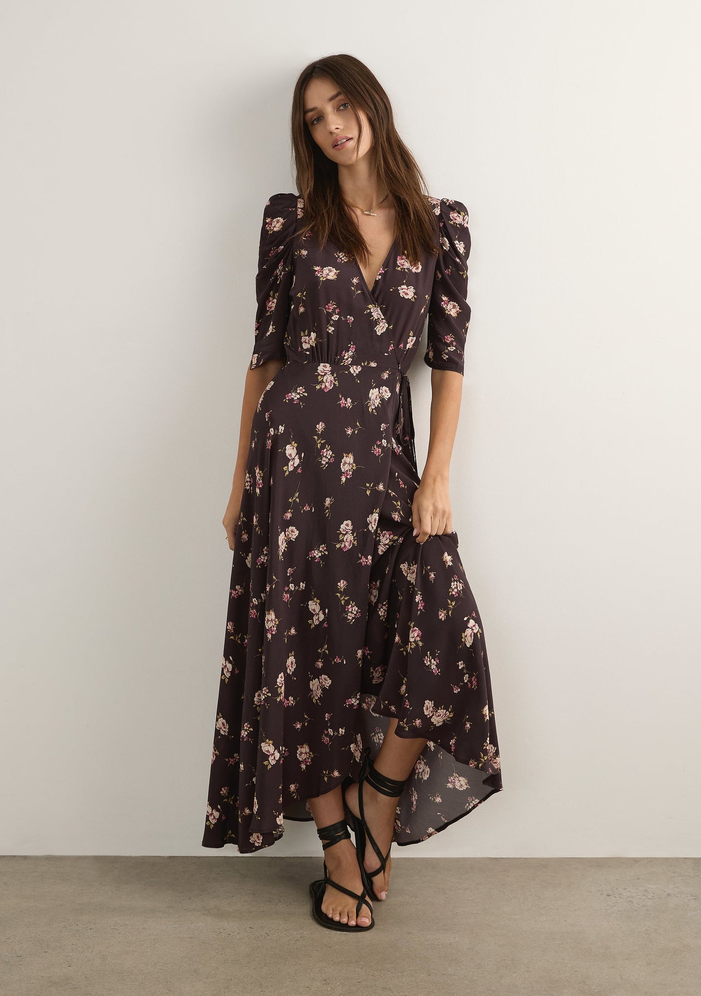 Auguste The Label Cara Wrap Maxi Dress (Black)