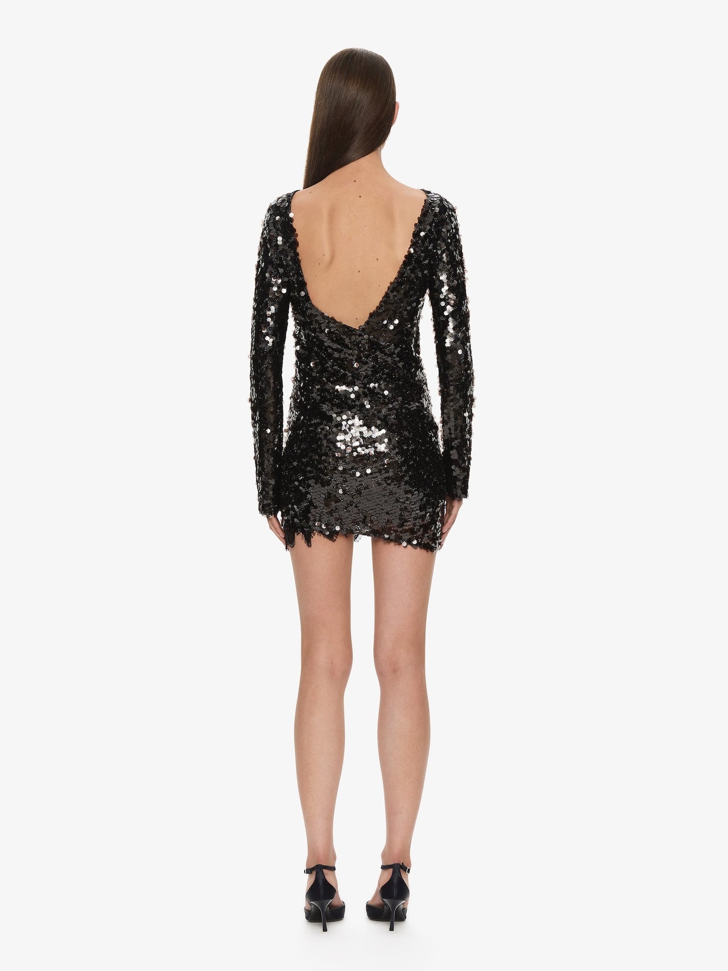 CHRISTOPHER ESBER Opaline Sequin Long Sleeve Mini Dress (Black)