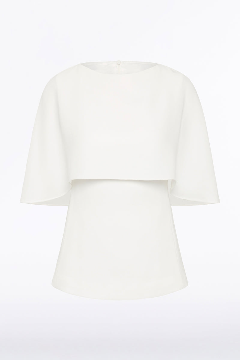 Carla Zampatti Crepe Cape Top (White)
