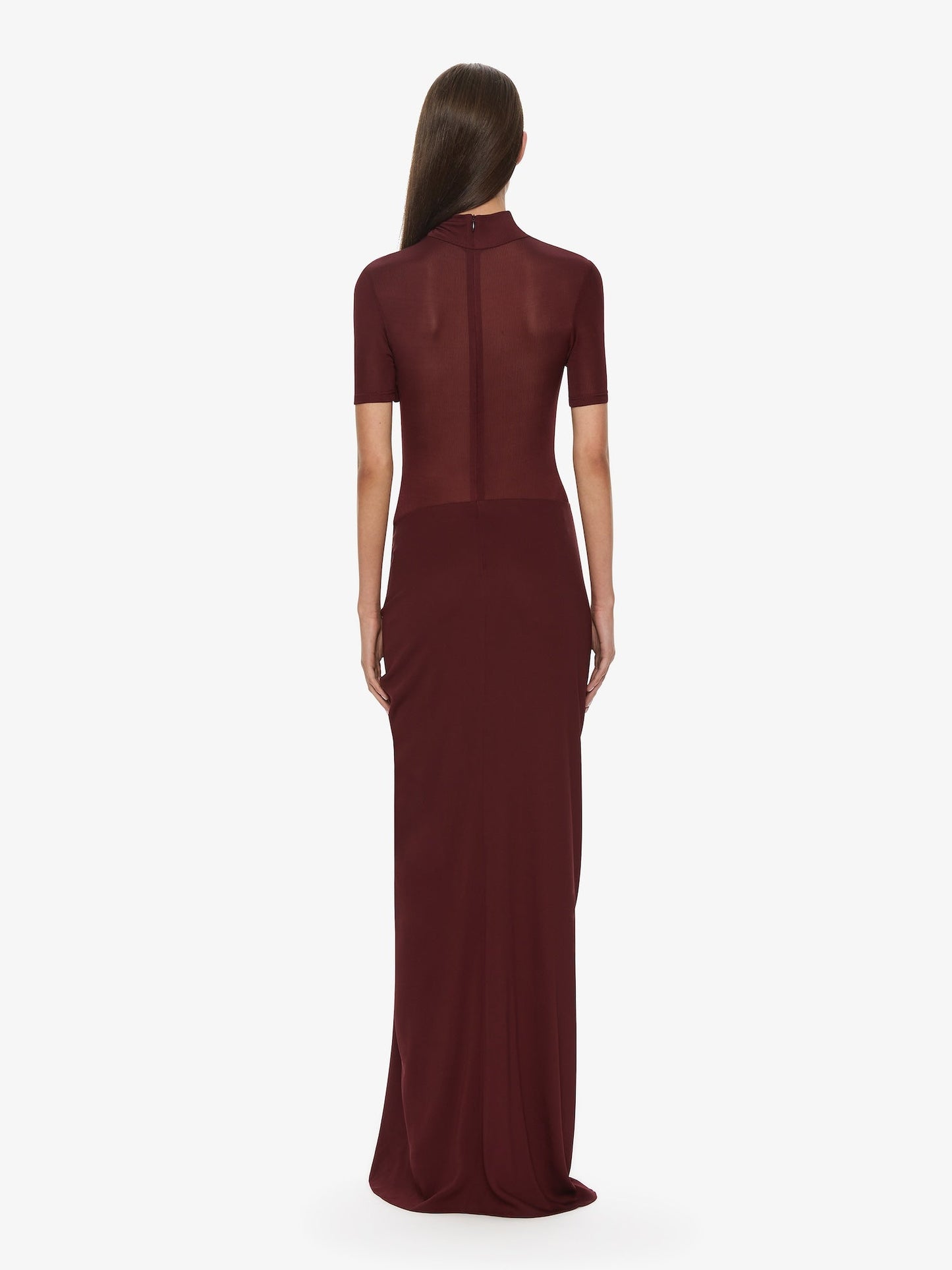 CHRISTOPHER ESBER Fusion Ruched Tee Gown (Maroon)