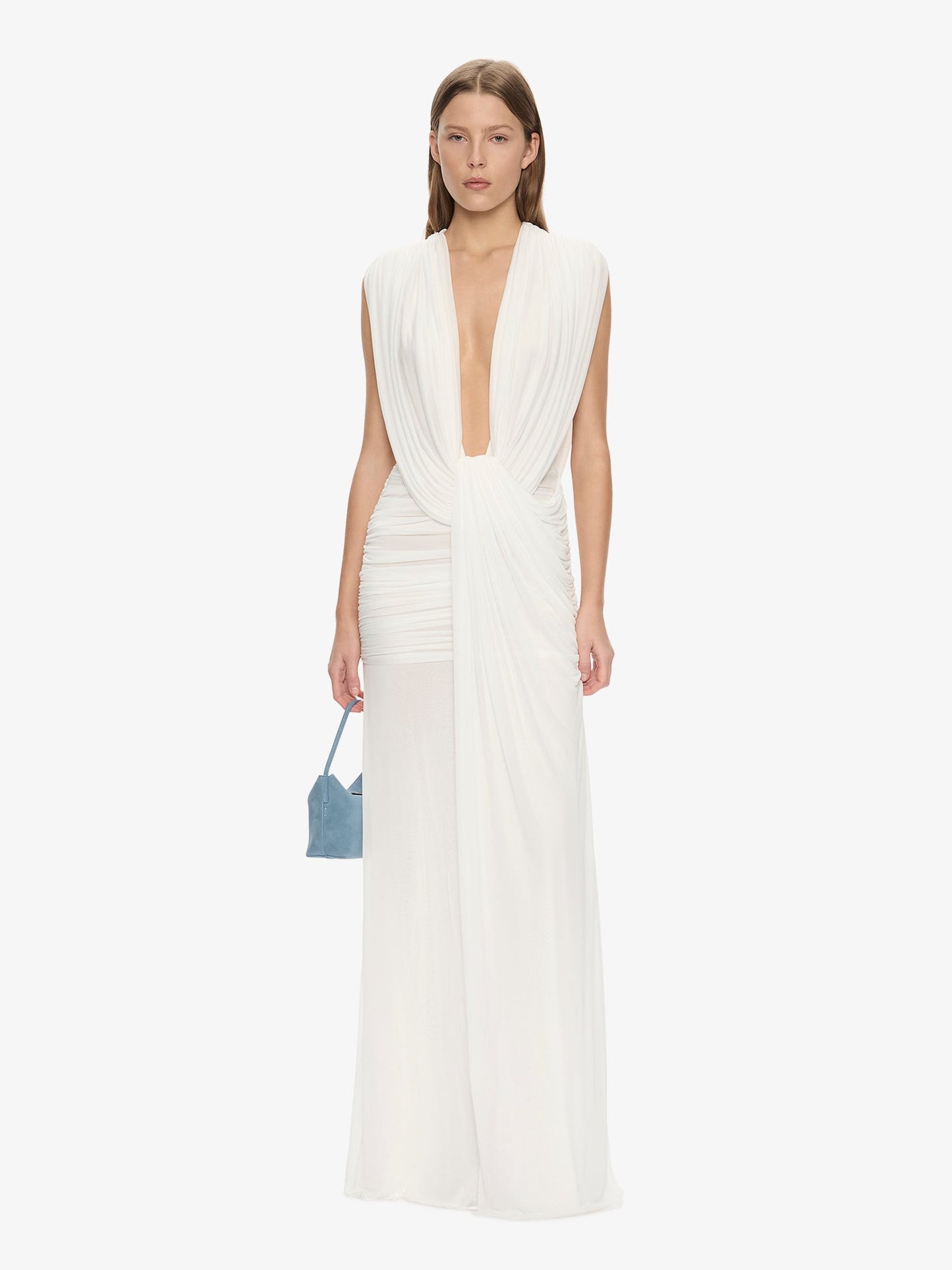Image of Dresses. Product name - Ripple Drape Gown in White colour by brand - Christopher Esber