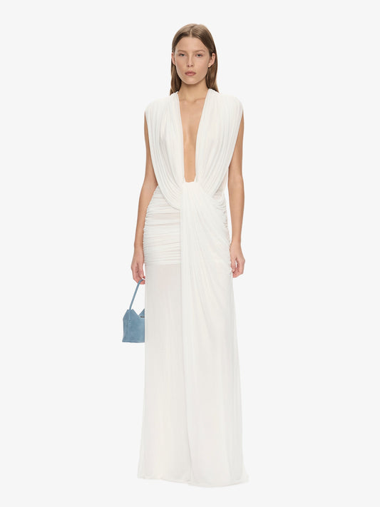 Image of Dresses. Product name - Ripple Drape Gown in White colour by brand - Christopher Esber