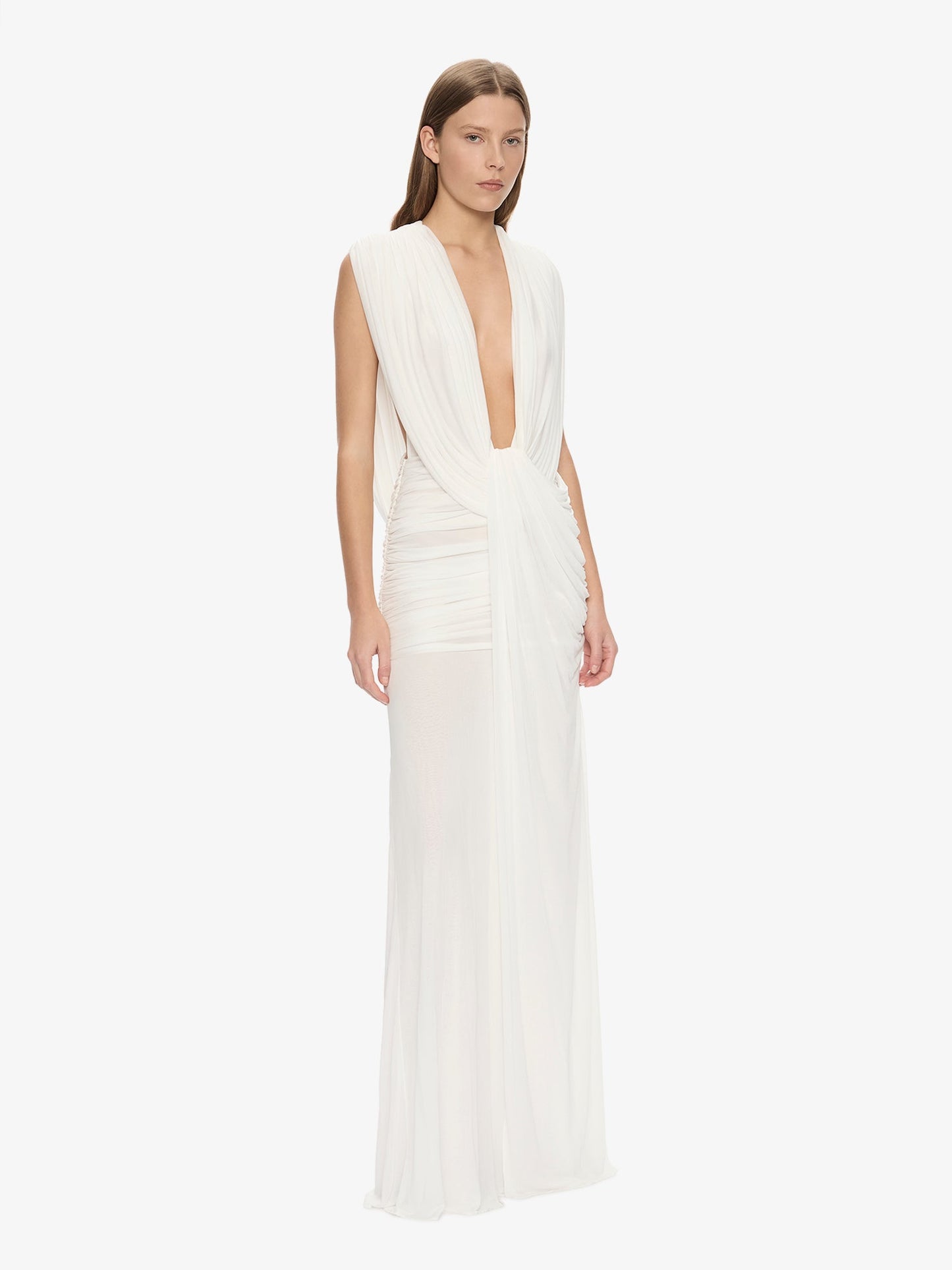 Christopher Esber Ripple Drape Gown (White)