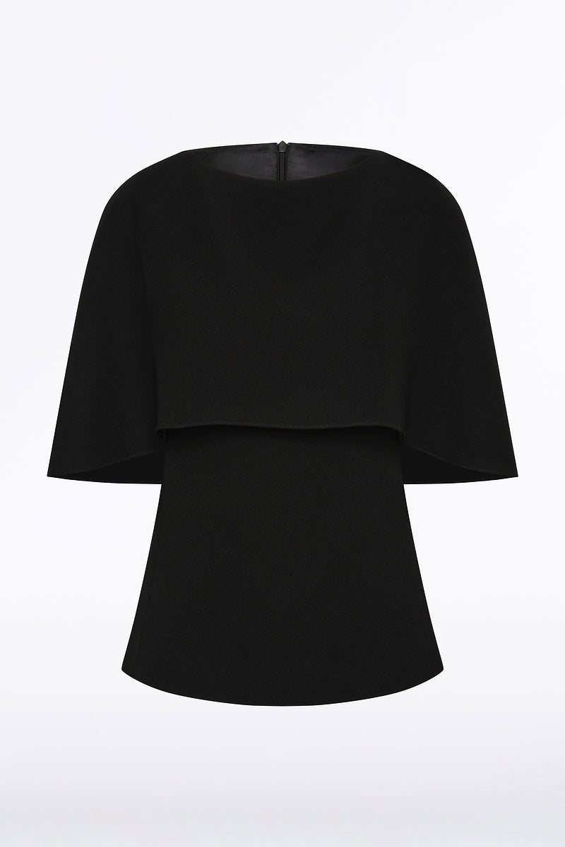 Carla Zampatti Crepe Cape Top (Black)