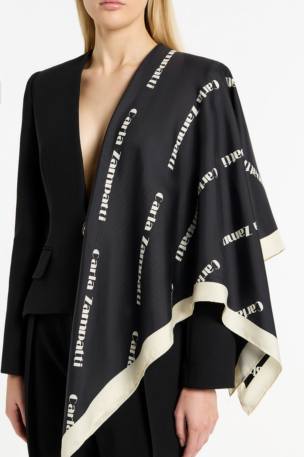 Carla Zampatti Cz Logo Laser Silk Scarf (Black)