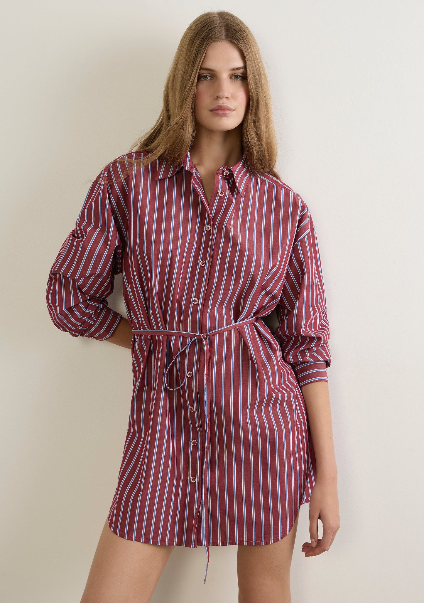 Auguste The Label Odin Shirt Mini Dress (Red)