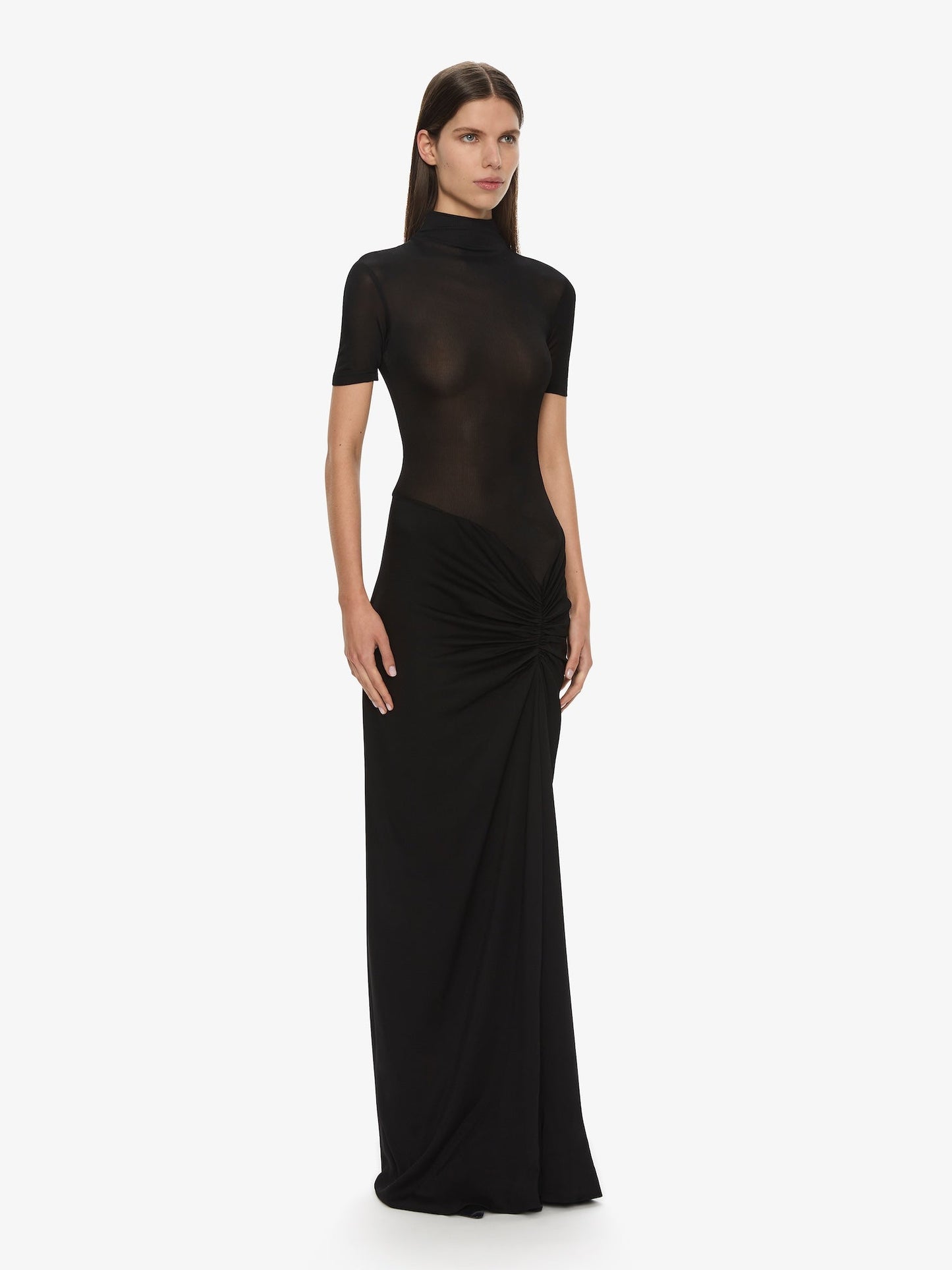Christopher Esber Fusion Ruched Tee Gown (Black)