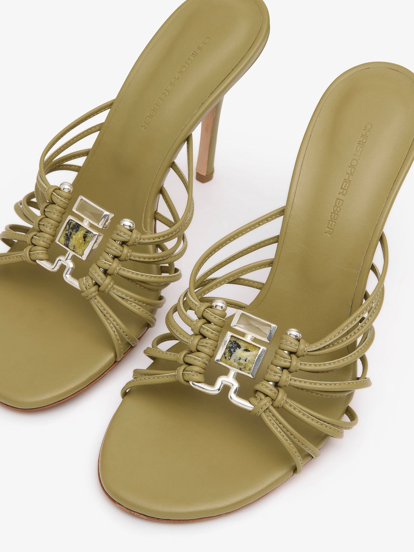 CHRISTOPHER ESBER Bezel Quartz Caged Heel (Olive)