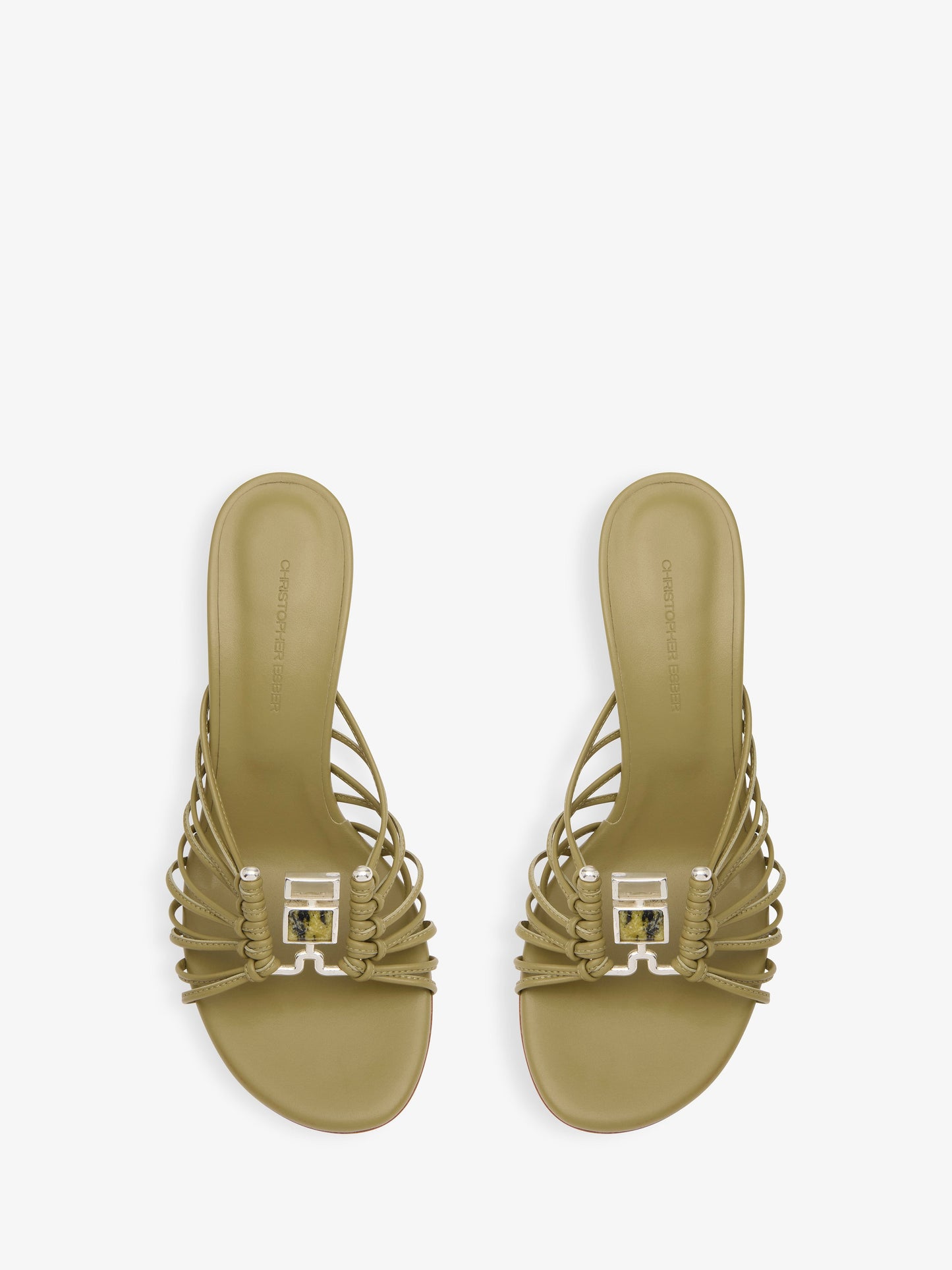CHRISTOPHER ESBER Bezel Quartz Caged Heel (Olive)