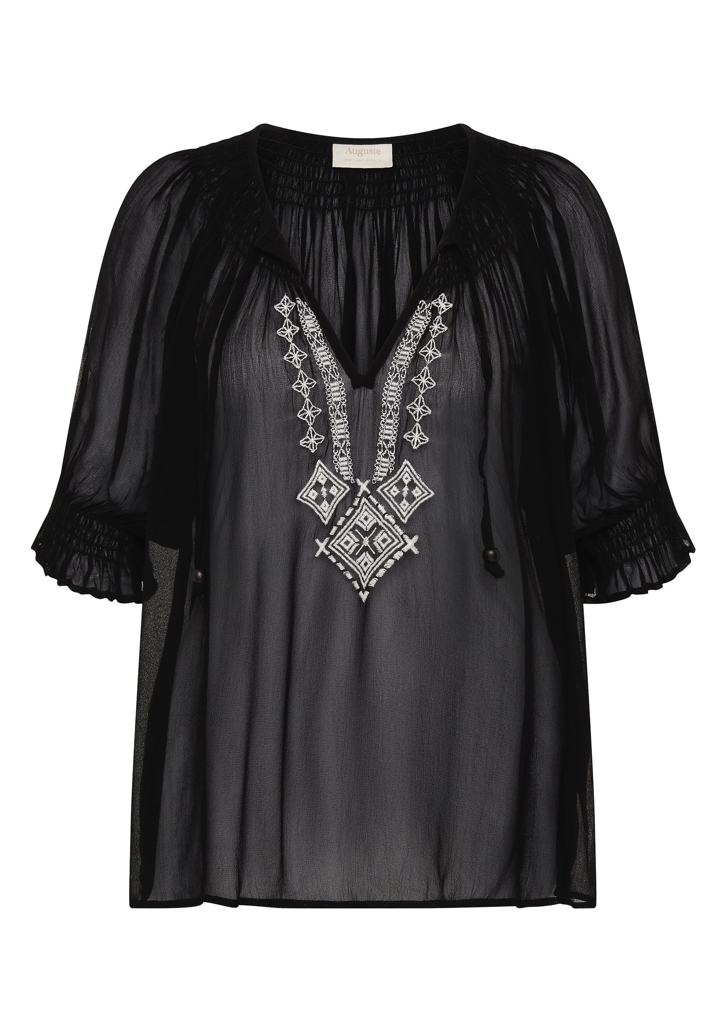 Auguste The Label Stevie Embroidered Blouse (Black)