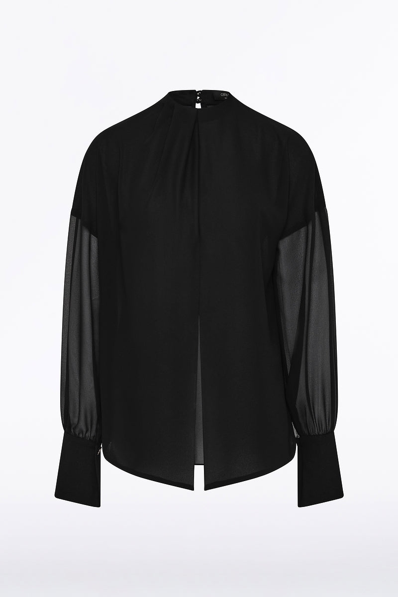 Carla Zampatti Georgette Drop Sleeve Blouse (Black)