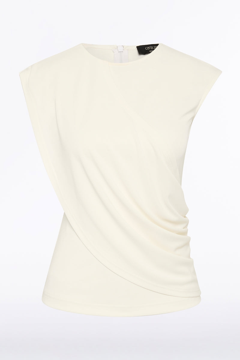 Carla Zampatti Jersey Twist Top (Cream)