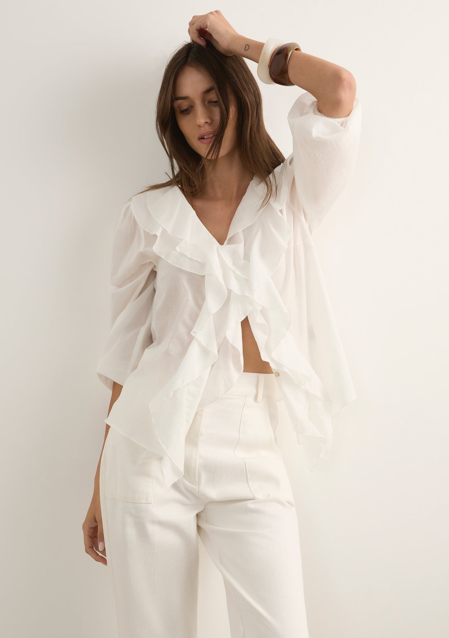 Image of Shirts. Productname: Auguste The Label Celina Blouse | Pre Order - Buy Now in White colour by brand - Auguste The Label