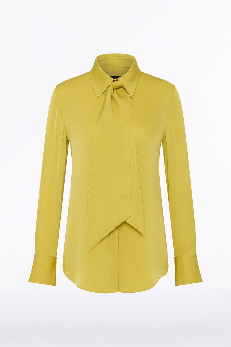 Carla Zampatti Pear Silk Satin Georgette Scarf Detail Blouse (Green)