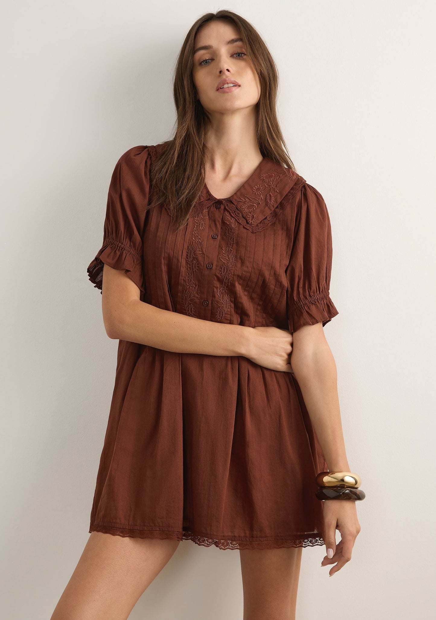 Auguste The Label Ellory Mini Dress (Tan/Brown)