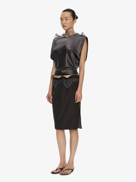 CHRISTOPHER ESBER Anais Lace Trimmed Tie Skirt (Smoke)