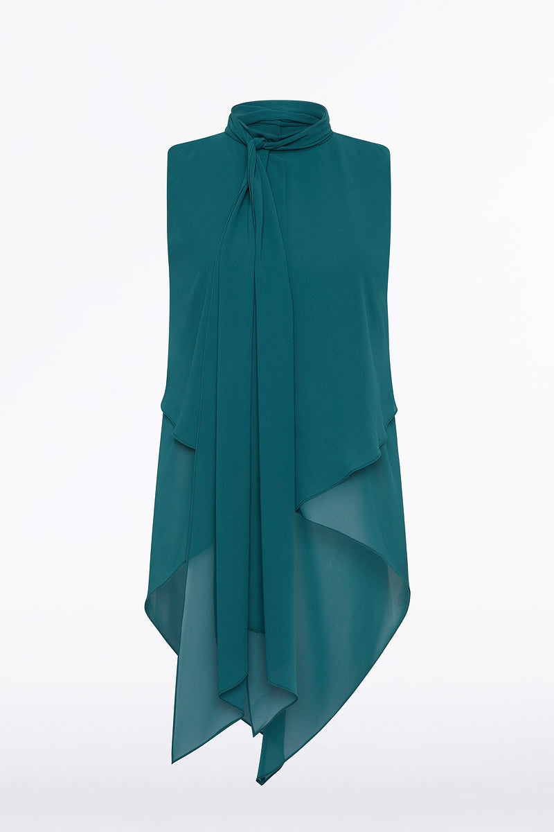 Carla Zampatti Serpentine Georgette Tie Top (Green)